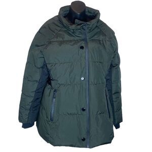 Noize outerwear co green/black puff jacket long line large